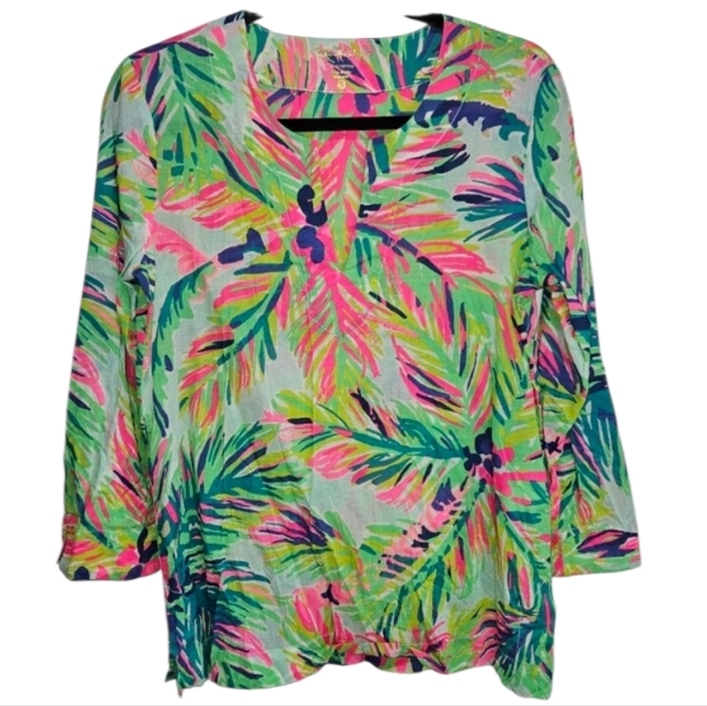 Lilly Pullitzer Amelia Island Tunic Blouse 100% Cotton Size Small Vacation